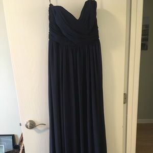 Navy blue strapless dress